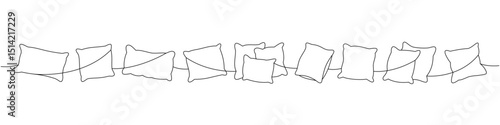 Orthopedic pillows set one line continuous drawing. Comfortable fluffy pillows. Vector illustration.