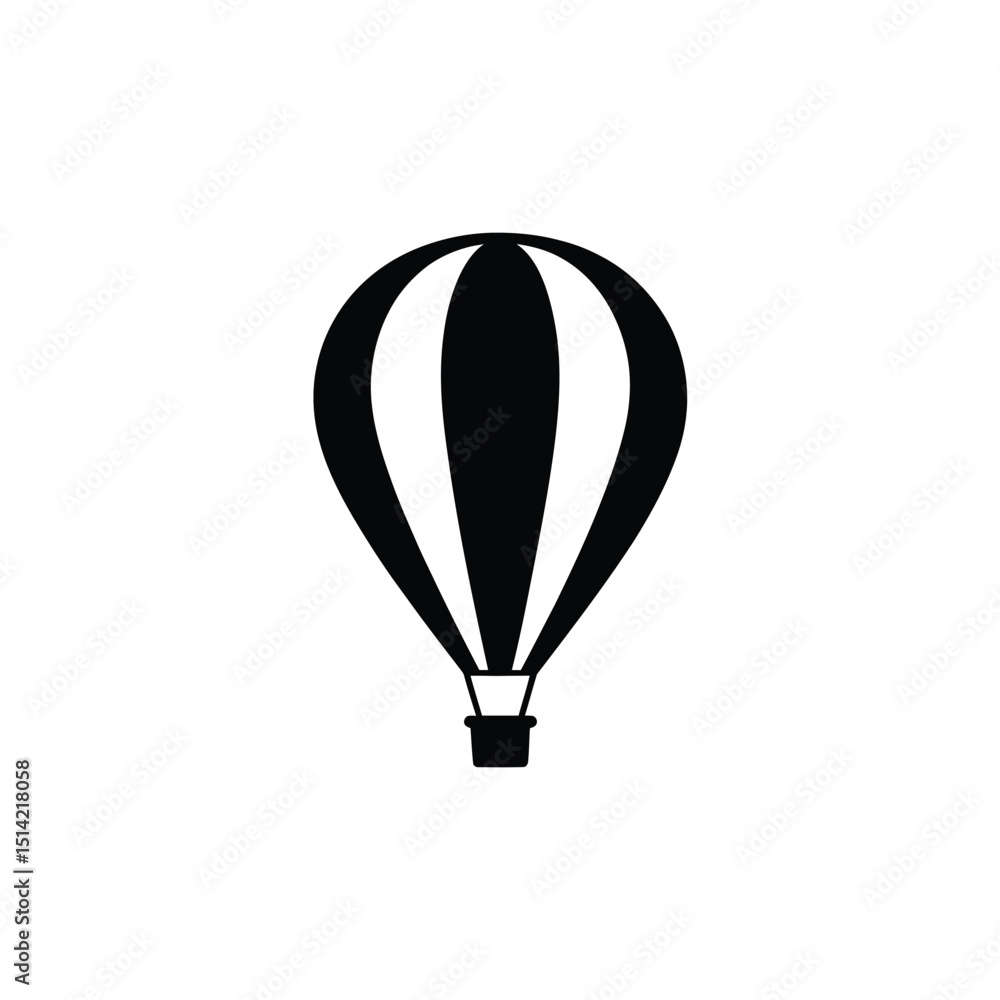 Obraz premium Hot Air Balloon Minimalist Silhouette on Transparent Background Icon