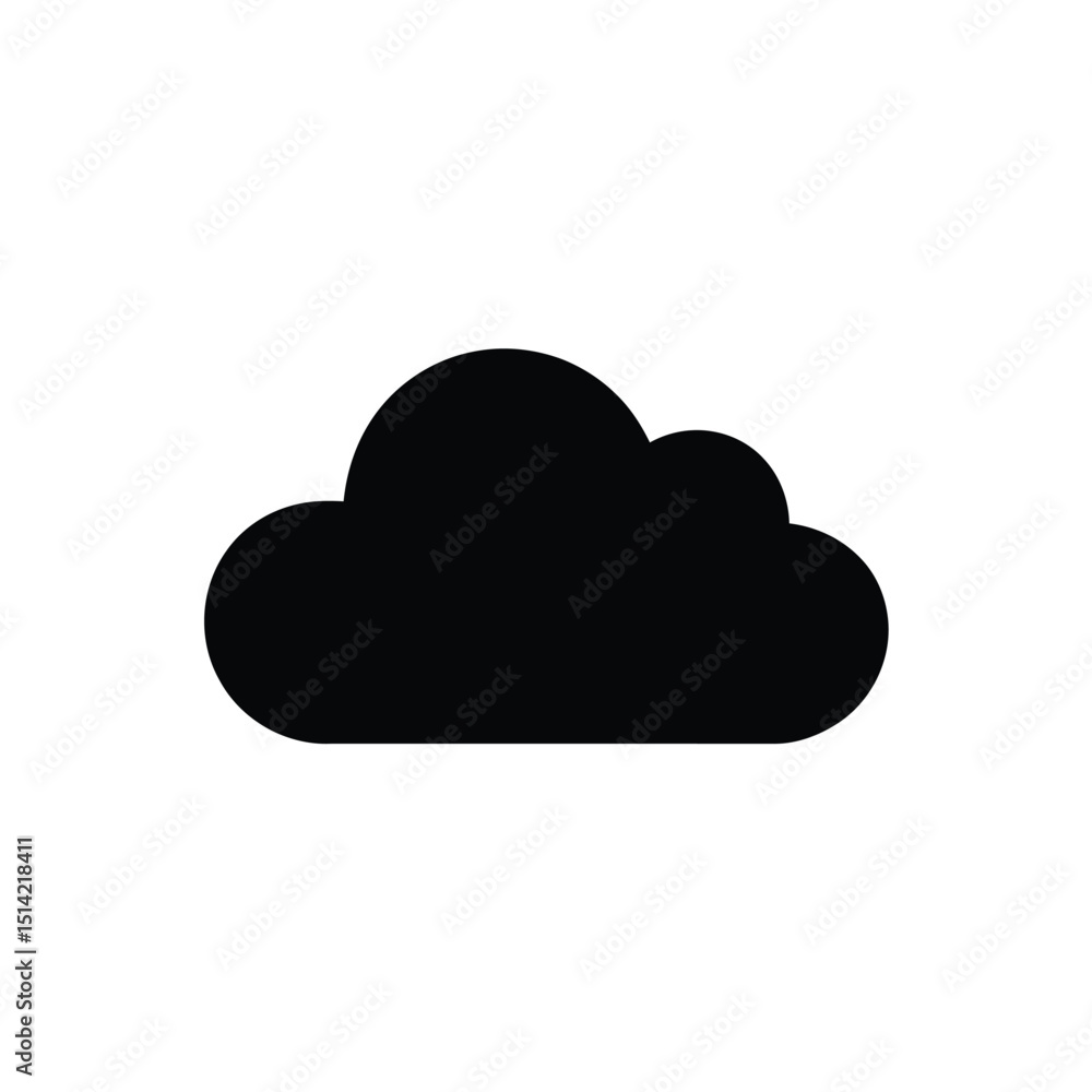 Isolated Black Cloud Silhouette on Transparent Background for Weather Icon Isolated Black Cloud Silhouette on Transparent Background for Weather Icon