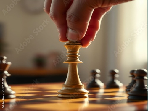 a hand lifting a chess piece