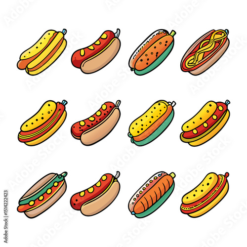 Assorted Hot Dog Illustrations