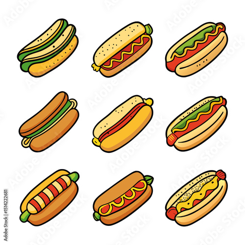 Assorted Hot Dog Illustrations