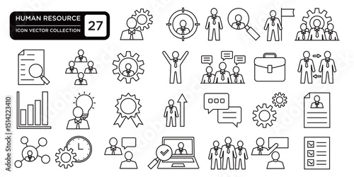 Human resource collection, editable and resizable vector icon templates.