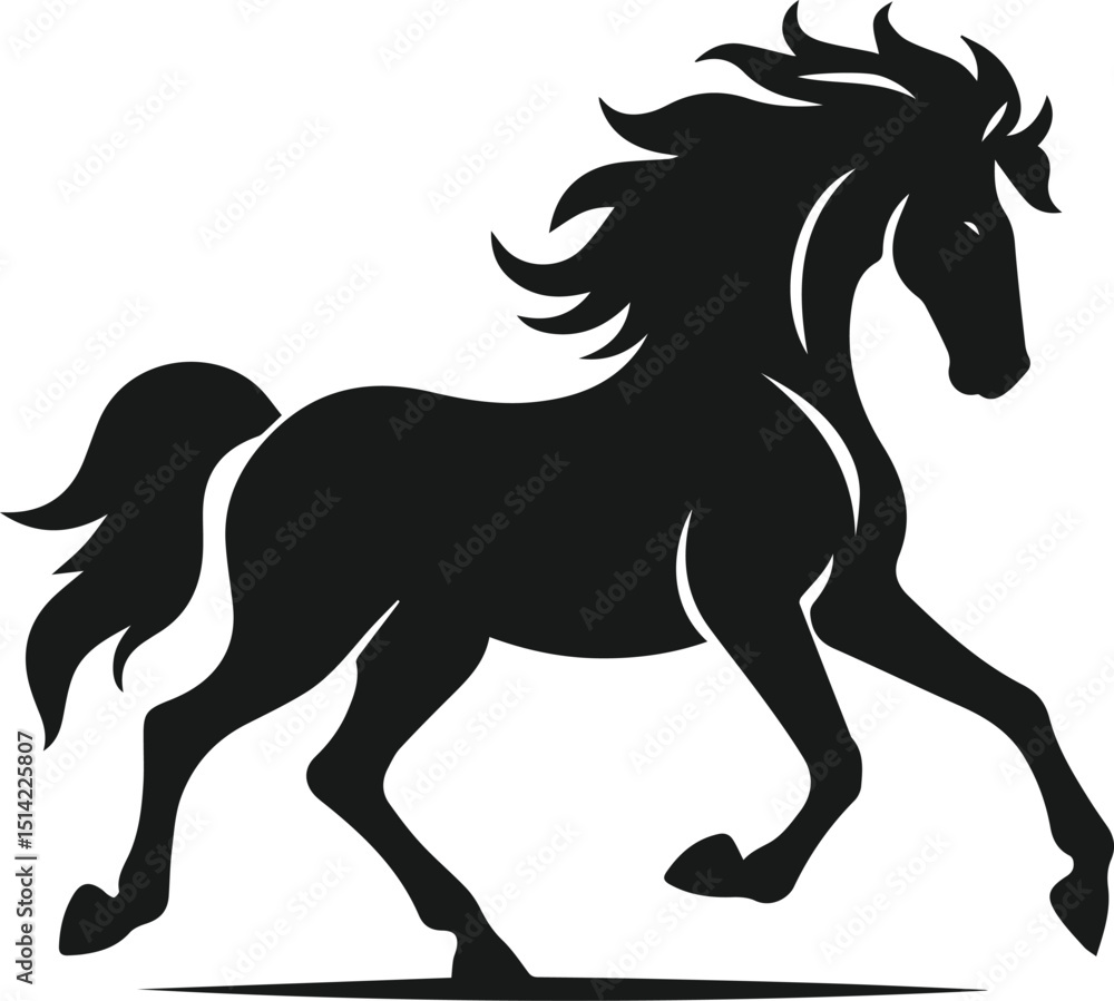 Obraz premium Silhouette of a vector horse animal black graphic drawing