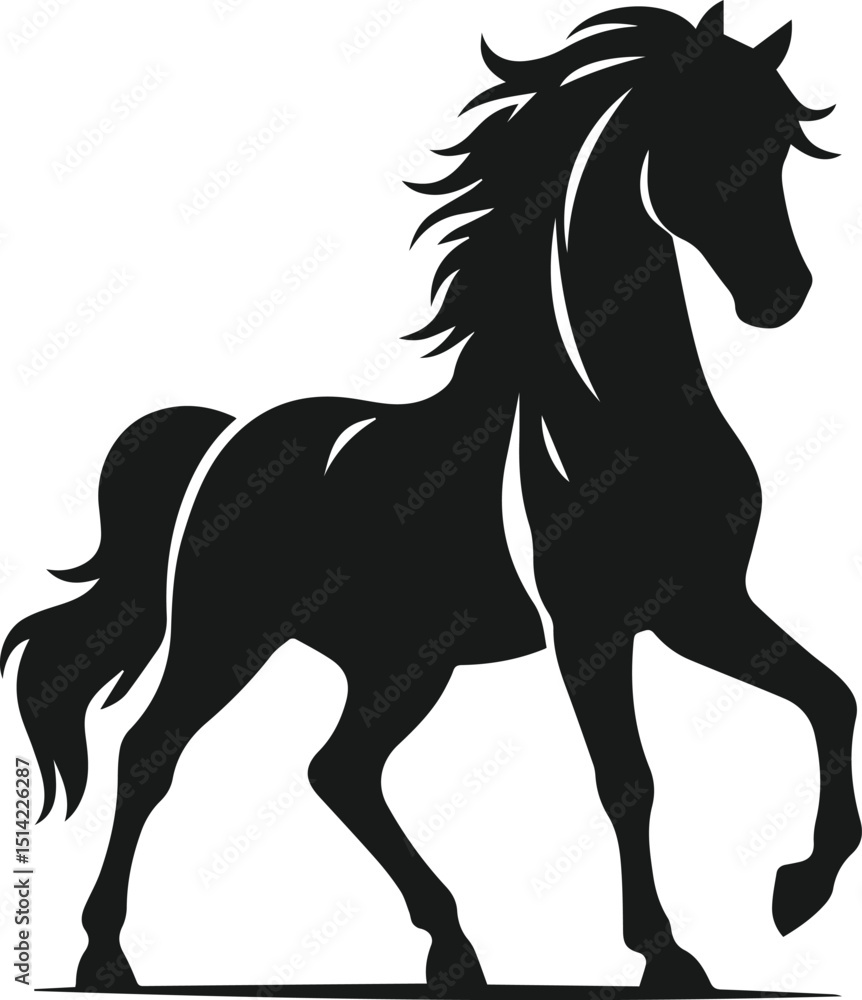 Obraz premium Silhouette of a vector horse animal black graphic drawing