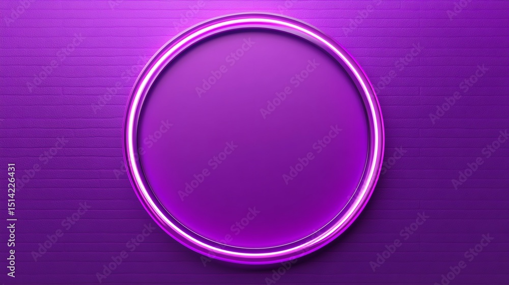 Obraz premium Purple Circle with Neon Pink Outline on Textured Background