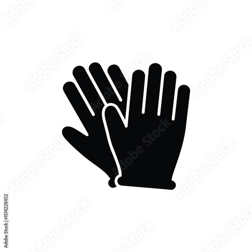 Pair of protective gloves isolated on transparent background black and white design