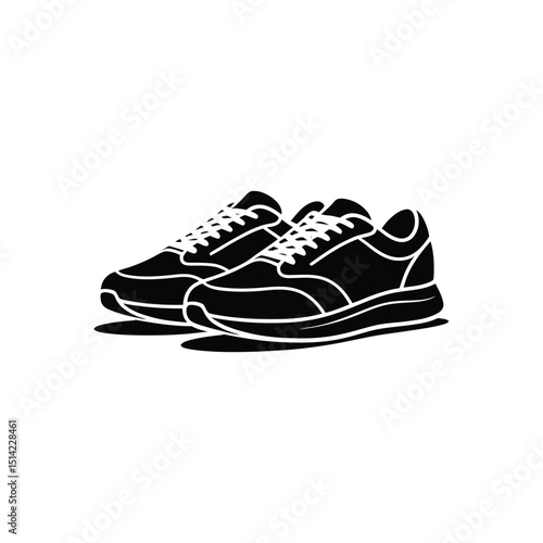 Pair of Running Shoes Icon with Laces on Transparent Background Flat Design