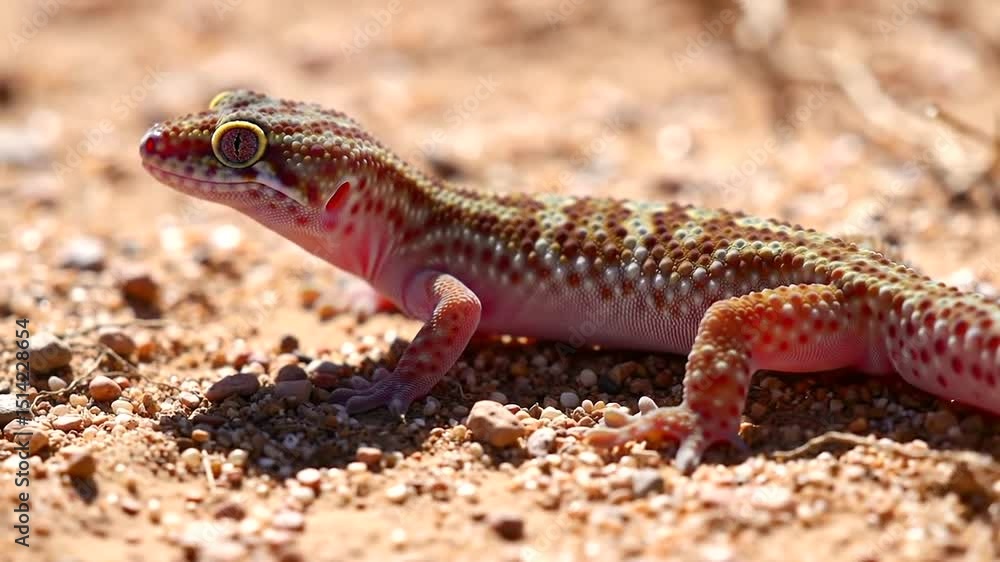 Lizard Walking Across Sandy Ground Close Up View Lizard Walking Across Sandy Ground Close Up View