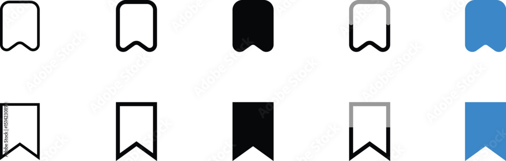 Various Bookmark Icons in Different Colors and Styles Various Bookmark Icons in Different Colors and Styles