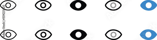 Set of Eye Icons in Various Colors