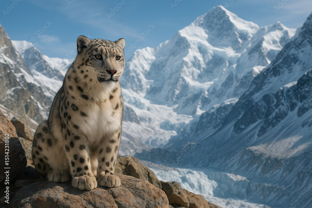 Fototapeta premium leopard in the snow