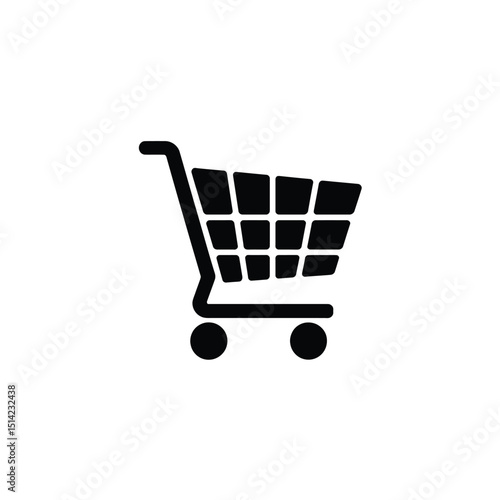 Shopping Cart Icon, Isolated Cart Silhouette, Minimalist Design with Transparent Background
