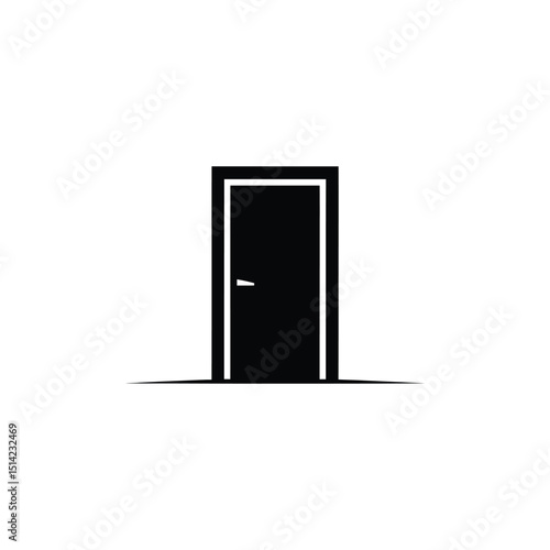 Silhouette Doorway with Handle, Threshold on Transparent Background, Entryway
