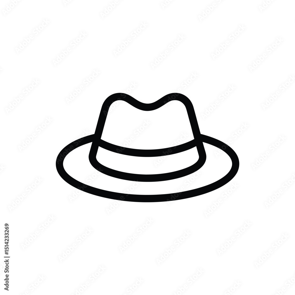 Simple Hat Outline, Classic Headwear Icon Isolated on Transparent Background Simple Hat Outline, Classic Headwear Icon Isolated on Transparent Background