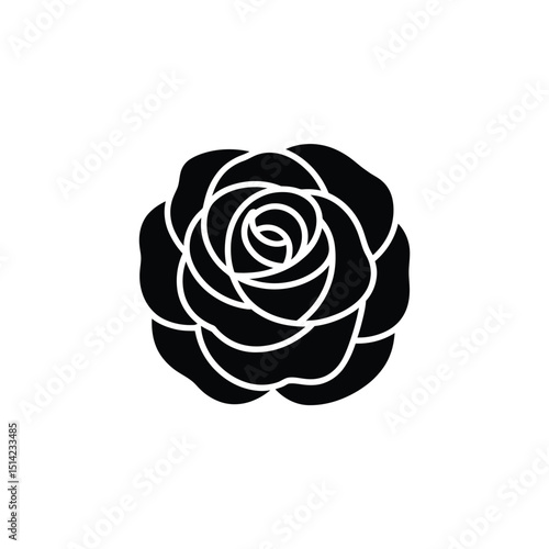 Single Black Rose Flower with Elegant Petals on Transparent Background