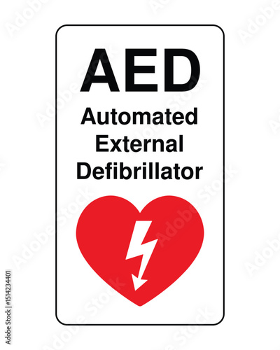Download AED Automated External Defibrillator Sign - High-Quality Stock Image for Emergency Life-Saving Equipment