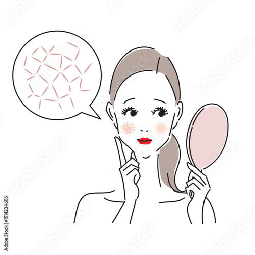 手鏡でお肌の乾燥や小シワをチェックしている悩める女性
タイトル変更