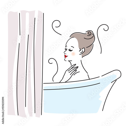 気持ちよさそうに入浴するおしゃれな女性