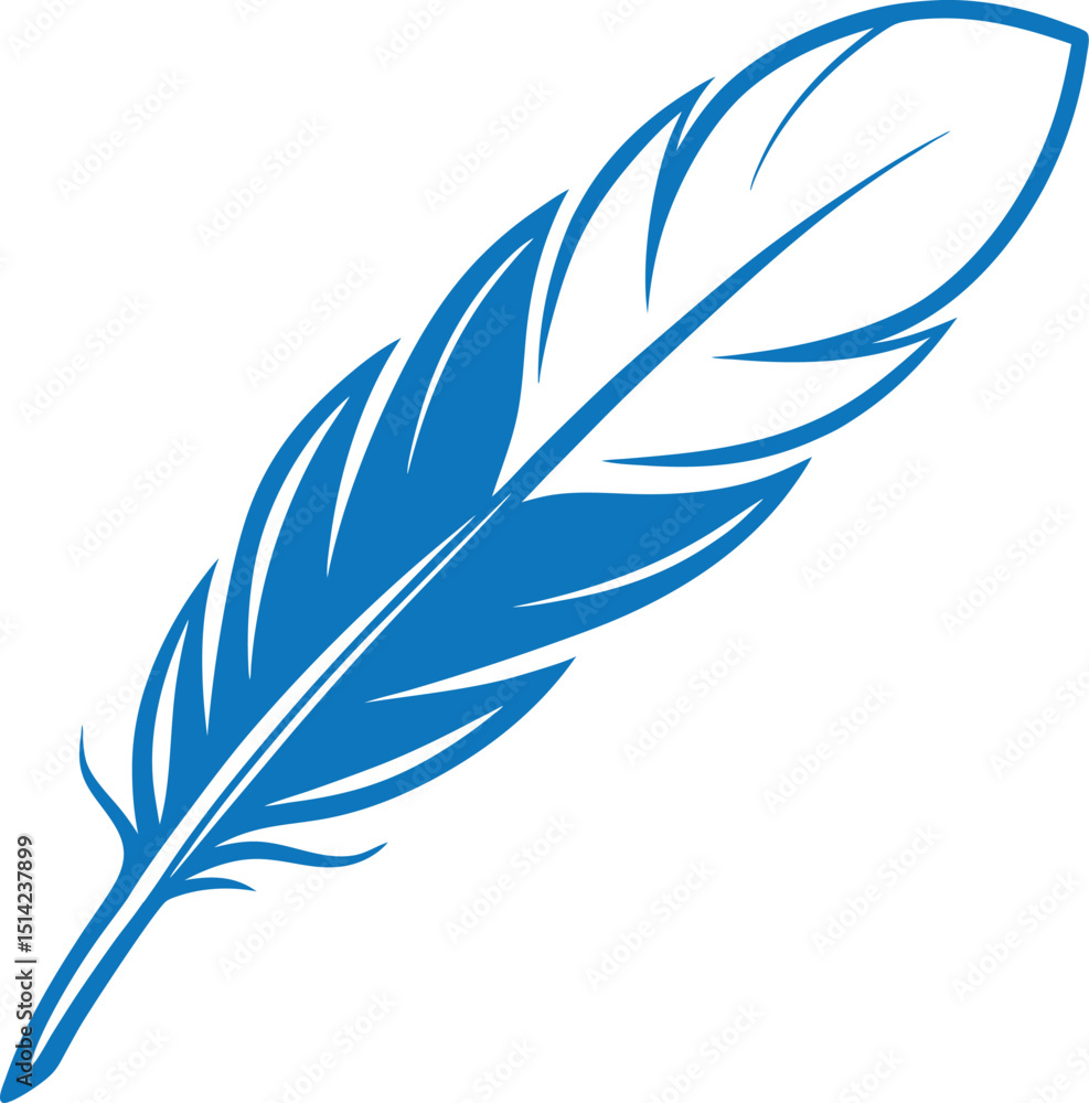 Fototapeta premium Feather Silhouette Vector Illustration On White Background