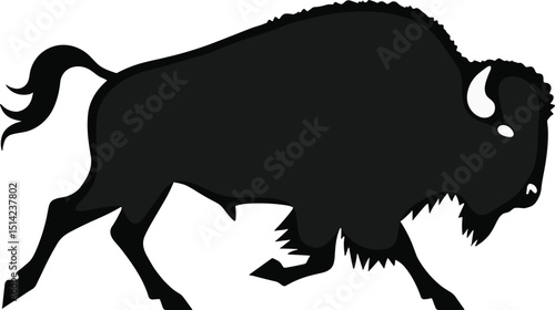 American bison silhouette vector clip art, isolated on a transparent background. Ideal for wildlife designs, logos, nature themes, and Western-style graphics.