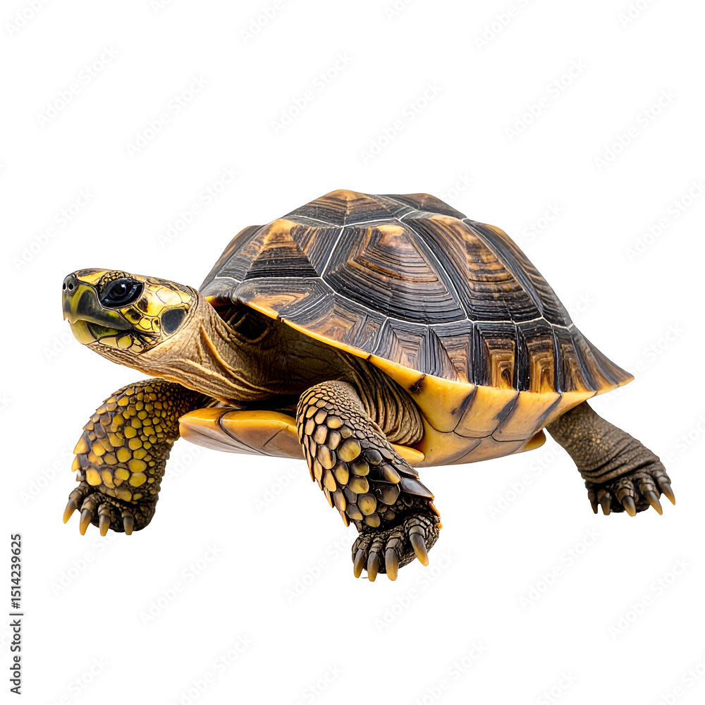 Obraz premium Yellow-footed tortoise walking on white background 