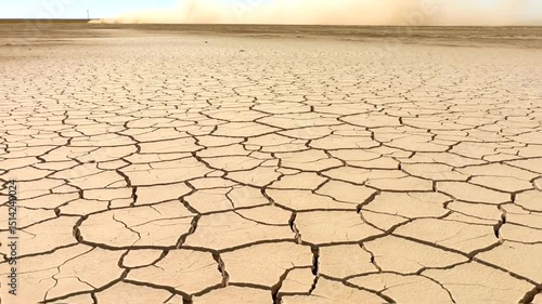 Cracked Dry Land in Arid Desert Landscape Heatwave Effect
