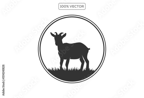 circle head goat front view drawing art logo design inspiration template