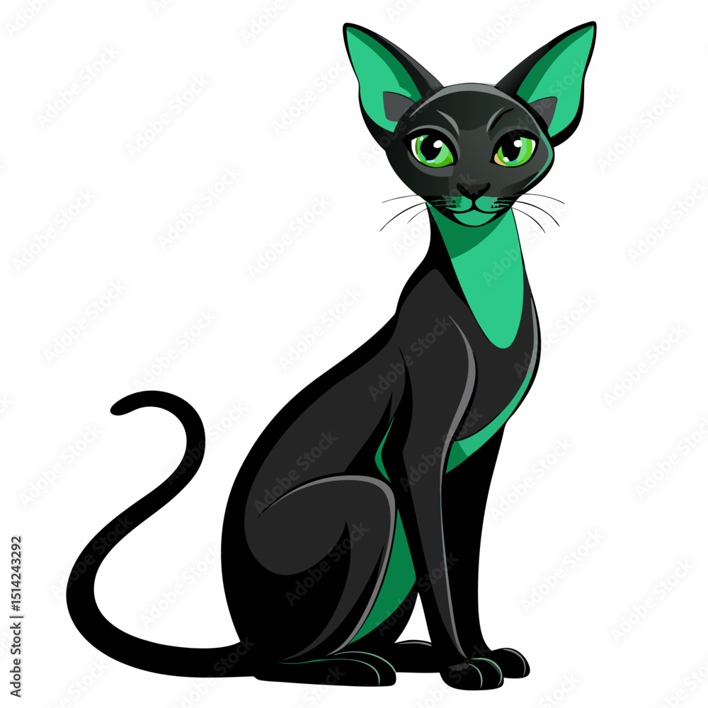 Sleek Oriental Cat Vector – Short Coat and Elegant Build Drawing
Sleek Oriental Cat Vector – Short Coat and Elegant Build Drawing