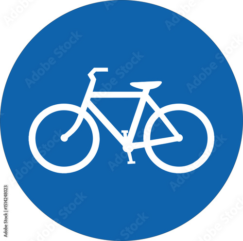 a blue circular sign featuring a white silhouette of a bicycle. This universally recognized symbol indicates a mandatory bicycle path or an area designated for cycling