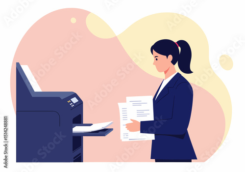 Businesswoman Photocopying Documents In the Office Workspace