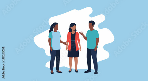 Team Collaboration Diverse Group Discuss Project Vector Illustration Graphic