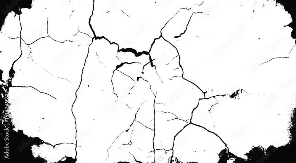 Fototapeta premium Rough, scratch, splatter grunge pattern design brush strokes. Overlay texture. Faded black-white dyed paper texture. Sketch grunge design. Use for poster, cover, banner, mock-up, stickers layout.