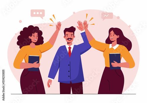 Team Collaboration Successful Achievement High Five Celebrating Success