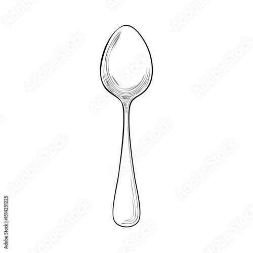 Minimal spoon design with soft curves and modern linework for dining themes.