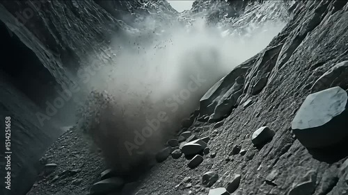 Rockfall in a Dramatic Canyon