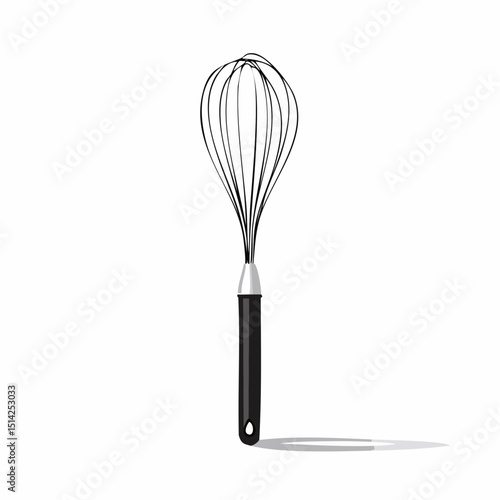 Simple whisk shape with tidy lines, great for baking icons and recipe design.