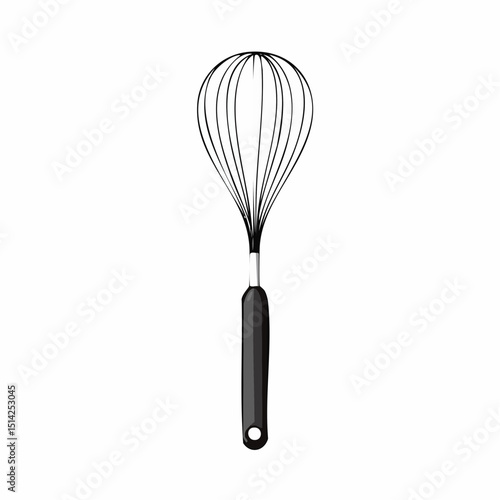 Simple whisk shape with tidy lines, great for baking icons and recipe design.