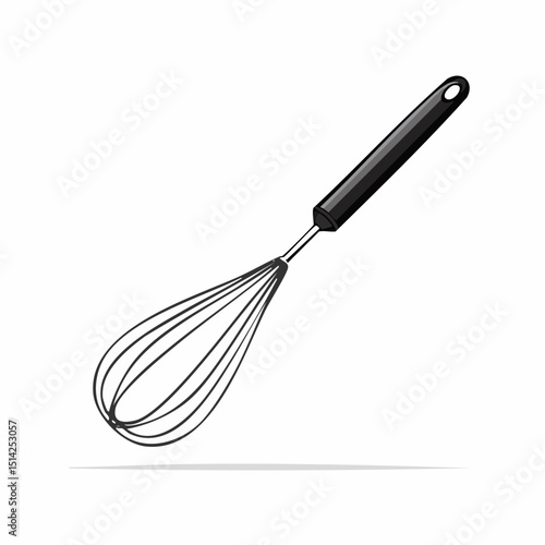 Simple whisk shape with tidy lines, great for baking icons and recipe design.