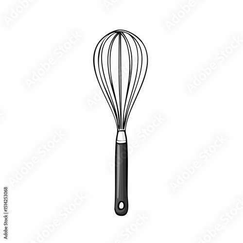 Simple whisk shape with tidy lines, great for baking icons and recipe design.