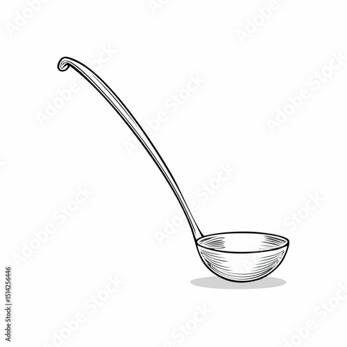 Elegant ladle with minimal lines, perfect for soup illustrations and kitchen sets.