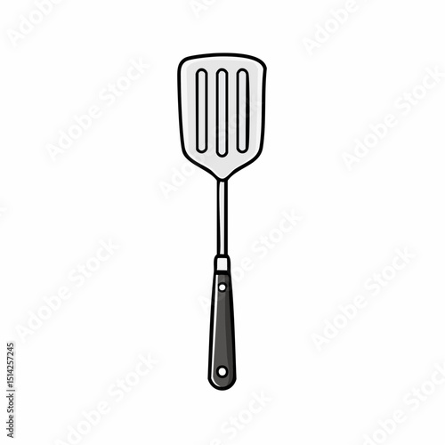 Flat spatula design with neat lines, great for cooking tools or baking themes.