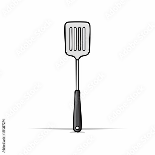 Flat spatula design with neat lines, great for cooking tools or baking themes.