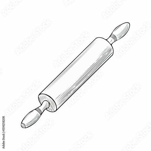 Classic rolling pin shape with clean edges, ideal for bakery or cooking icons.