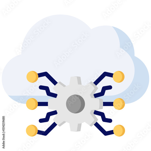 Cloud computing flat color icon. Simple vector icon design in flat color style. Editable vector format