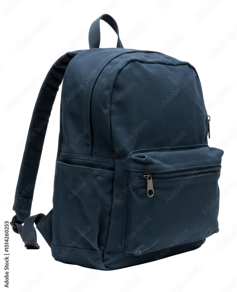Blue canvas backpack with straps and zipper pocket Blue canvas backpack with straps and zipper pocket