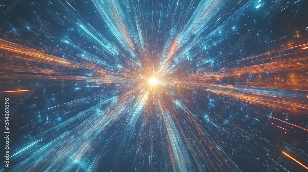 Obraz premium Abstract digital artwork with radiating light streaks.