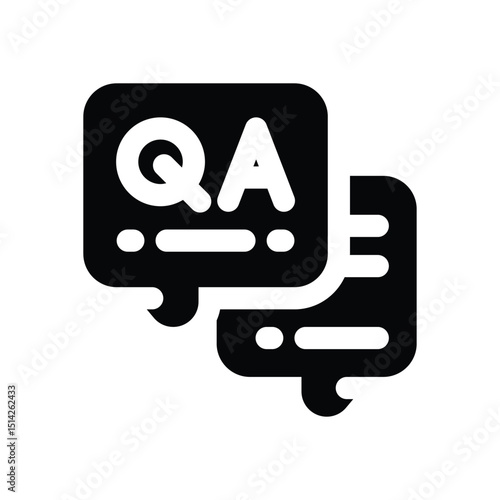 q and a glyph icon. Strong and solid vector icon for websites, mobile interfaces, presentations, and visual branding. High quality and easy to edit.