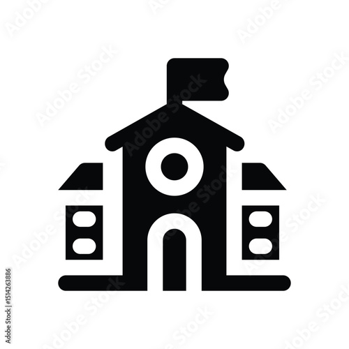 school glyph icon. Strong and solid vector icon for websites, mobile interfaces, presentations, and visual branding. High quality and easy to edit.