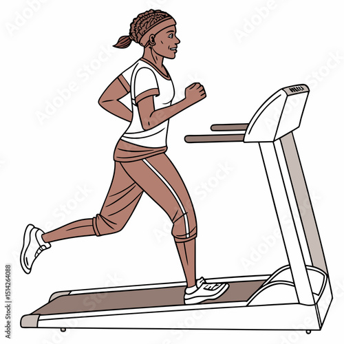 Woman running on treadmill fitness exercise workout gym sport